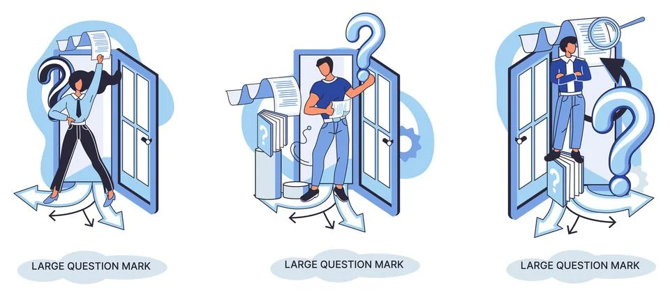 Ladge question mark. Problem and solution concept metaphor. Ask questions. FAQ Stock Illustration