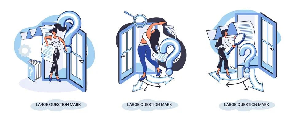 Ladge question mark. Problem and solution concept metaphor. Ask questions. FAQ Stock Illustration