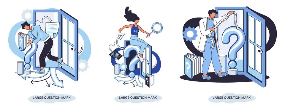Ladge question mark. Problem and solution concept metaphor. Ask questions. FAQ Stock Illustration