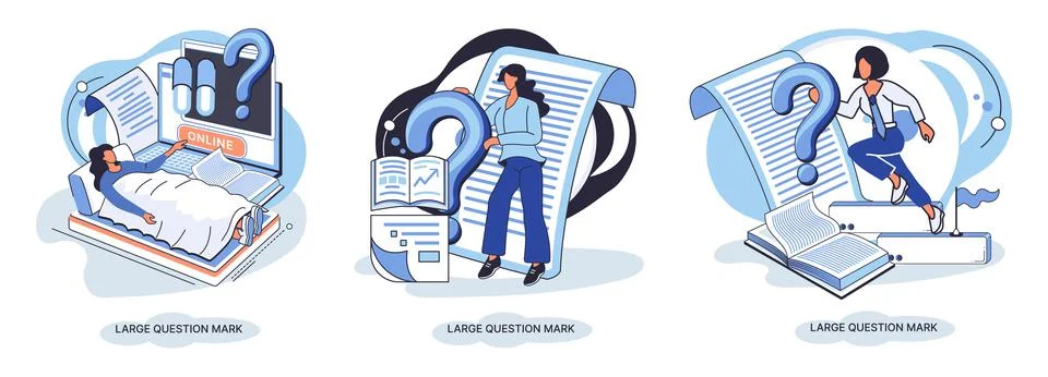 Ladge question mark. Problem and solution concept metaphor. Ask questions. FAQ イラスト素材