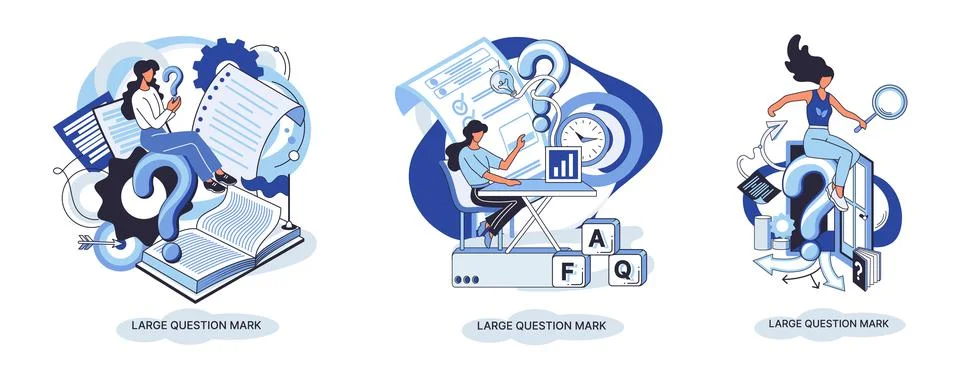 Ladge question mark. Problem and solution concept metaphor. Ask questions. FAQ Stockillustratie