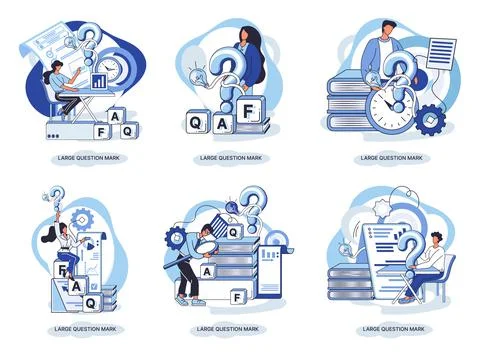 Ladge question mark. Problem and solution concept metaphor. Ask questions. FAQ 스톡 일러스트