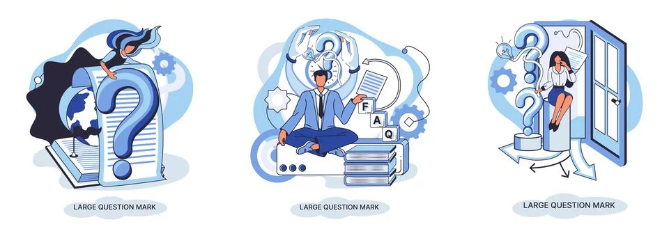 Ladge question mark. Problem and solution concept metaphor. Ask questions. FAQ イラスト素材