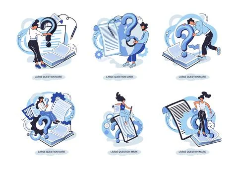 Ladge question mark. Problem and solution concept metaphor. Ask questions. FAQ イラスト素材