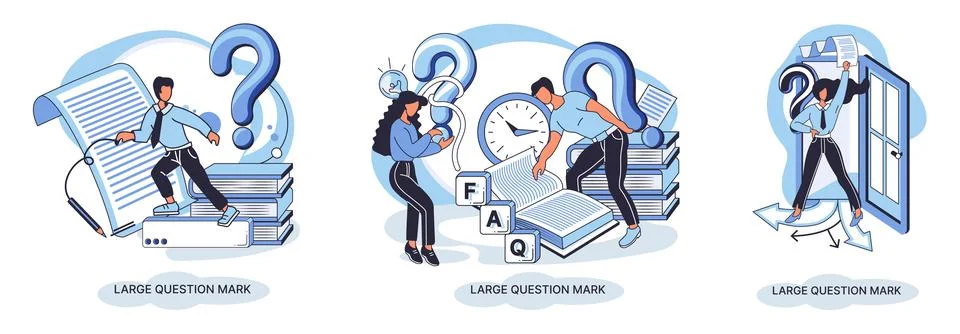 Ladge question mark. Problem and solution concept metaphor. Ask questions. FAQ 库存插图