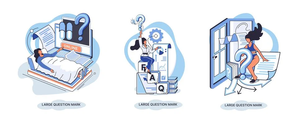 Ladge question mark. Problem and solution concept metaphor. Ask questions. FAQ Stock Illustration