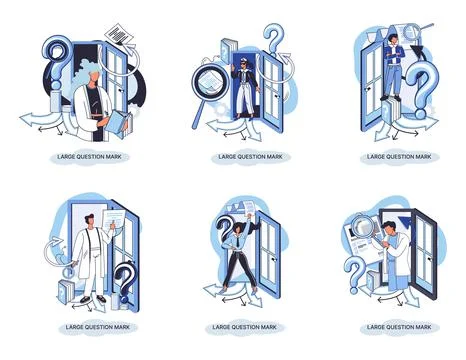 Ladge question mark. Problem and solution concept metaphor. Ask questions. FAQ 스톡 일러스트