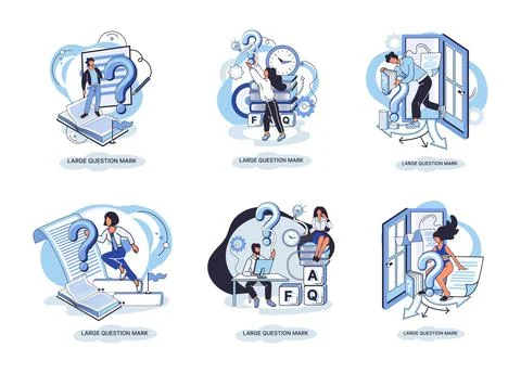 Ladge question mark. Problem and solution concept metaphor. Ask questions. FAQ 스톡 일러스트