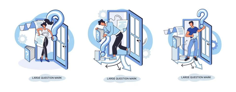 Ladge question mark. Problem and solution concept metaphor. Ask questions. FAQ Stock Illustration