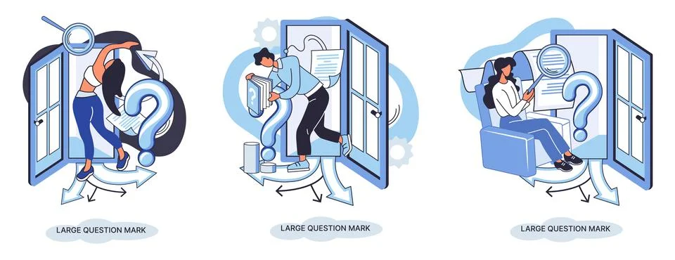 Ladge question mark. Problem and solution concept metaphor. Ask questions. FAQ Stock Illustration