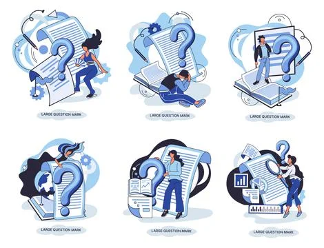 Ladge question mark. Problem and solution concept metaphor. Ask questions. FAQ Stock Illustration