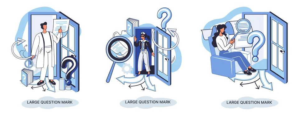 Ladge question mark. Problem and solution concept metaphor. Ask questions. FAQ 스톡 일러스트