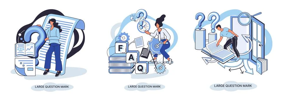 Ladge question mark. Problem and solution concept metaphor. Ask questions. FAQ 스톡 일러스트