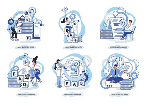 Ladge question mark. Problem and solution concept metaphor. Ask questions. FAQ 스톡 일러스트