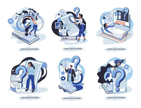 Ladge question mark. Problem and solution concept metaphor. Ask questions. FAQ イラスト素材