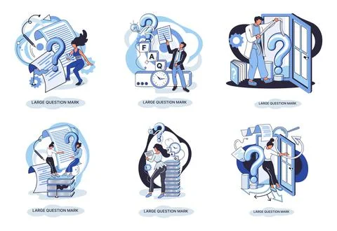 Ladge question mark. Problem and solution concept metaphor. Ask questions. FAQ Stock Illustration