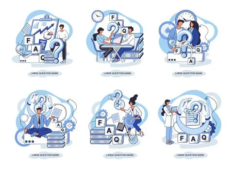 Ladge question mark. Problem and solution concept metaphor. Ask questions. FAQ Illustrazione stock