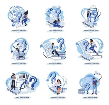 Ladge question mark. Problem and solution concept metaphor. Ask questions. FAQ Stock Illustration