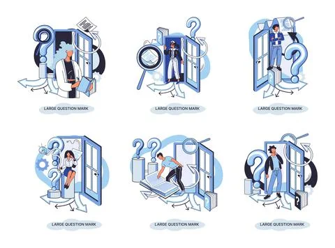 Ladge question mark. Problem and solution concept metaphor. Ask questions. FAQ イラスト素材