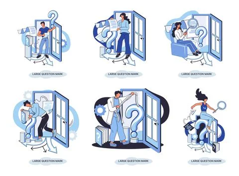 Ladge question mark. Problem and solution concept metaphor. Ask questions. FAQ Stockillustratie