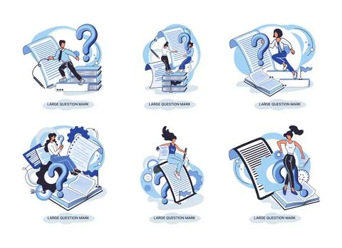 Ladge question mark. Problem and solution concept metaphor. Ask questions. FAQ 스톡 일러스트