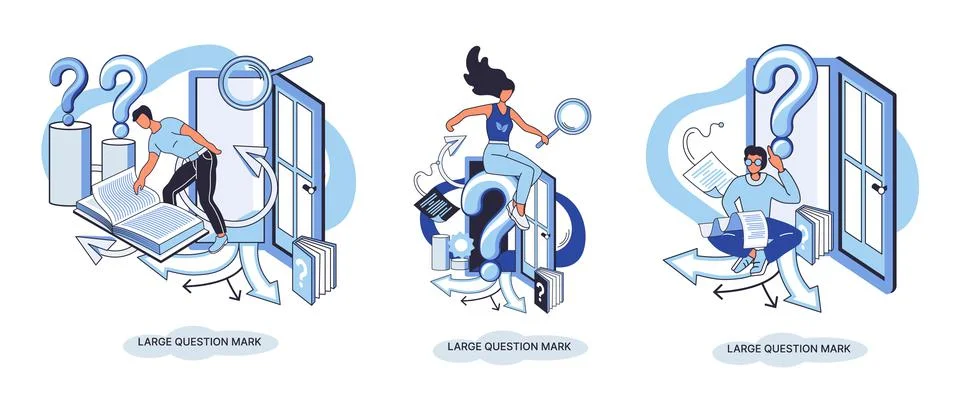 Ladge question mark. Problem and solution concept metaphor. Ask questions. FAQ Stock Illustration