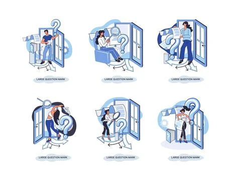 Ladge question mark. Problem and solution concept metaphor. Ask questions. FAQ Illustrazione stock