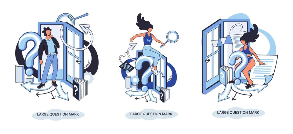 Ladge question mark. Problem and solution concept metaphor. Ask questions. FAQ Stock Illustration