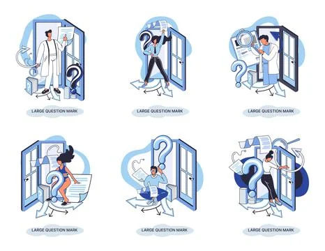 Ladge question mark. Problem and solution concept metaphor. Ask questions. FAQ イラスト素材