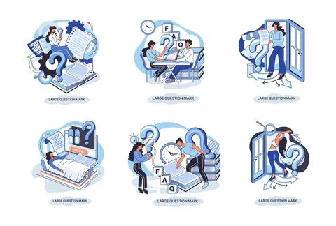 Ladge question mark. Problem and solution concept metaphor. Ask questions. FAQ イラスト素材