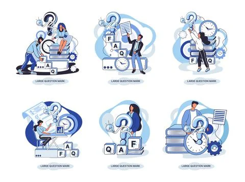 Ladge question mark. Problem and solution concept metaphor. Ask questions. FAQ 스톡 일러스트