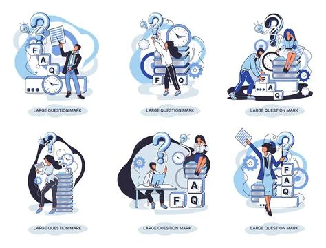 Ladge question mark. Problem and solution concept metaphor. Ask questions. FAQ Stock Illustration