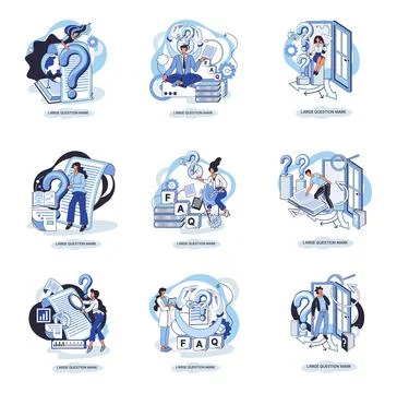 Ladge question mark. Problem and solution concept metaphor. Ask questions. FAQ 스톡 일러스트