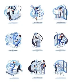 Ladge question mark. Problem and solution concept metaphor. Ask questions. FAQ Illustrazione stock