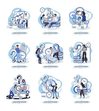 Ladge question mark. Problem and solution concept metaphor. Ask questions. FAQ 스톡 일러스트