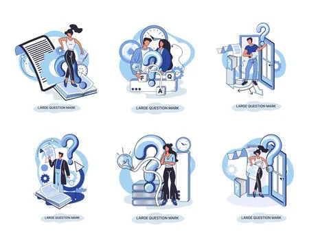 Ladge question mark. Problem and solution concept metaphor. Ask questions. FAQ 스톡 일러스트