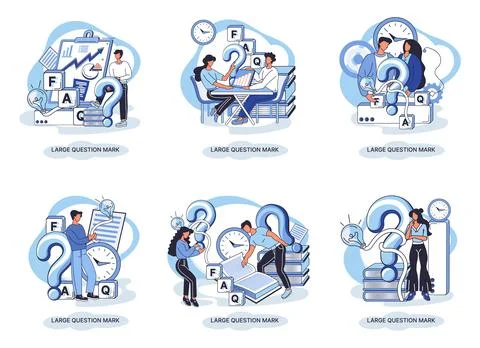 Ladge question mark. Problem and solution concept metaphor. Ask questions. FAQ Stock Illustration