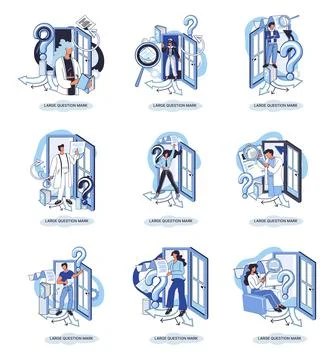 Ladge question mark. Problem and solution concept metaphor. Ask questions. FAQ Illustrazione stock