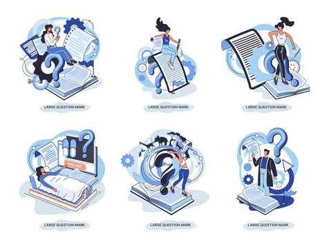 Ladge question mark. Problem and solution concept metaphor. Ask questions. FAQ 스톡 일러스트