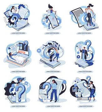 Ladge question mark. Problem and solution concept metaphor. Ask questions. FAQ Illustrazione stock