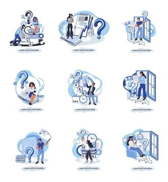 Ladge question mark. Problem and solution concept metaphor. Ask questions. FAQ Stock Illustration