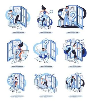 Ladge question mark. Problem and solution concept metaphor. Ask questions. FAQ イラスト素材