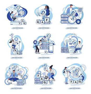 Ladge question mark. Problem and solution concept metaphor. Ask questions. FAQ 스톡 일러스트