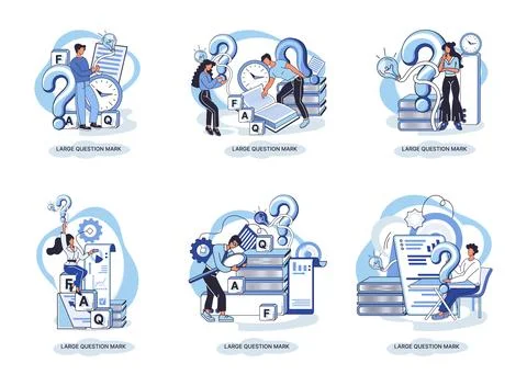 Ladge question mark. Problem and solution concept metaphor. Ask questions. FAQ Stock Illustration