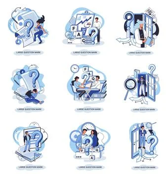 Ladge question mark. Problem and solution concept metaphor. Ask questions. FAQ Stock Illustration