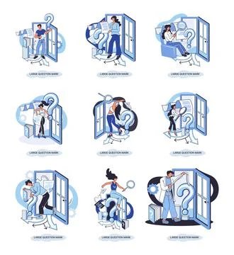 Ladge question mark. Problem and solution concept metaphor. Ask questions. FAQ Stock Illustration