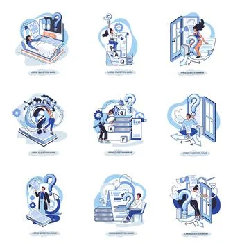 Ladge question mark. Problem and solution concept metaphor. Ask questions. FAQ 스톡 일러스트