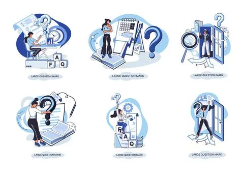 Ladge question mark. Problem and solution concept metaphor. Ask questions. FAQ 스톡 일러스트