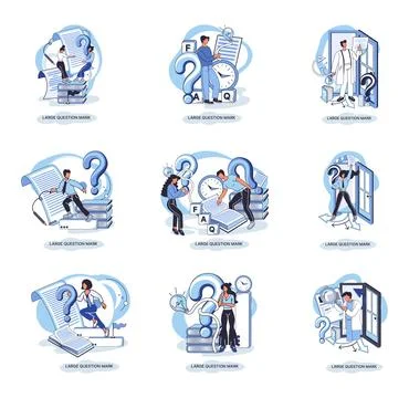 Ladge question mark. Problem and solution concept metaphor. Ask questions. FAQ 스톡 일러스트