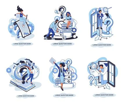 Ladge question mark. Problem and solution concept metaphor. Ask questions. FAQ Stock Illustration